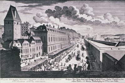 Veduta di una strada a Vienna incisa da Johann-August Corvinus da Salomon after Kleiner